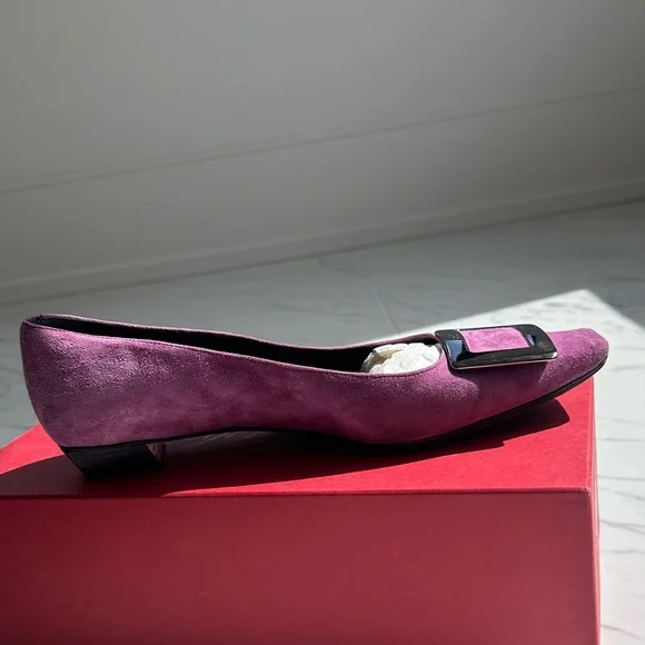 Roger Vivier rare pink suede Flats with Silver Buckle - Picture 14 of 16